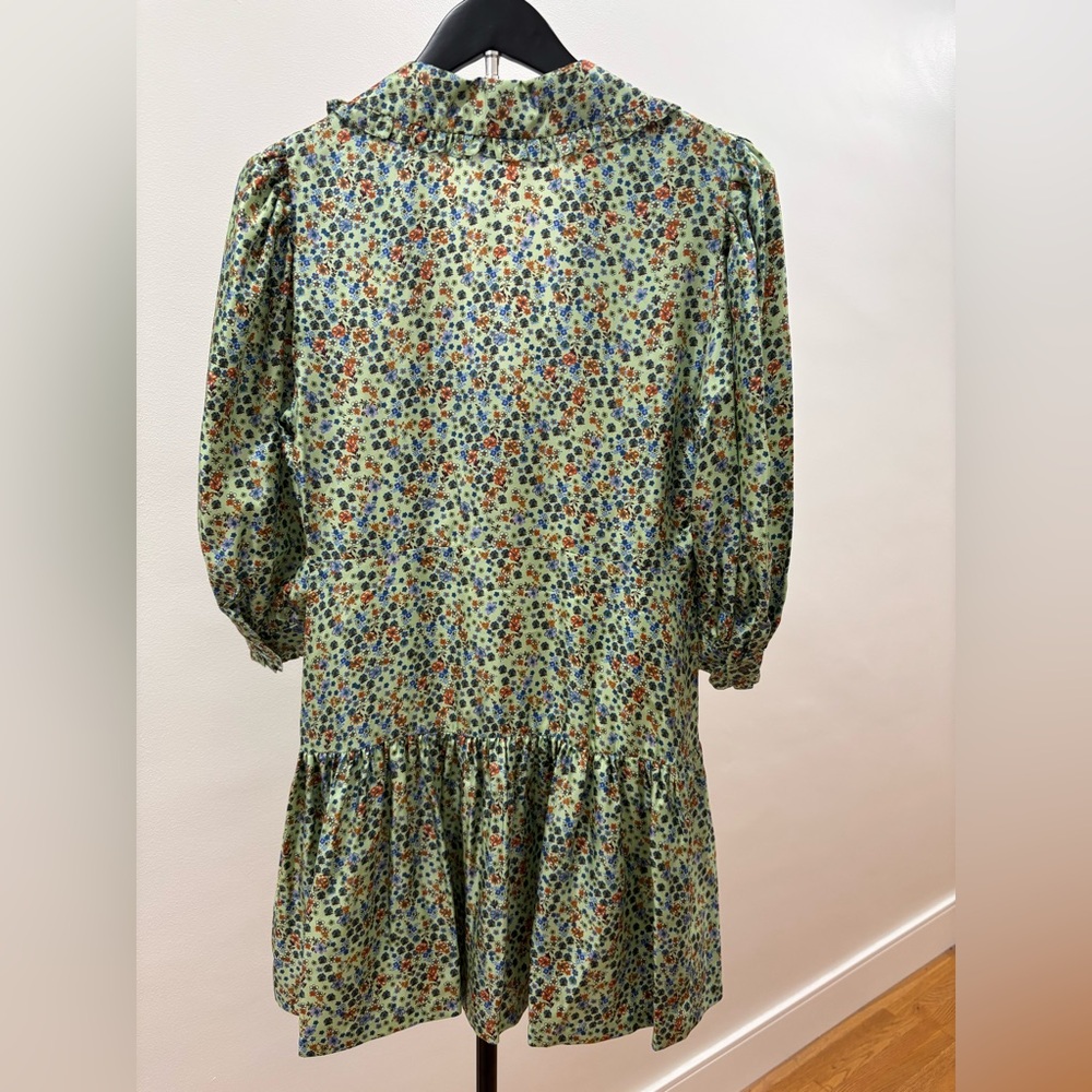 493. NWT! SANDRO Eilat Silk Green Floral Mini Dress - Picture 3 of 8